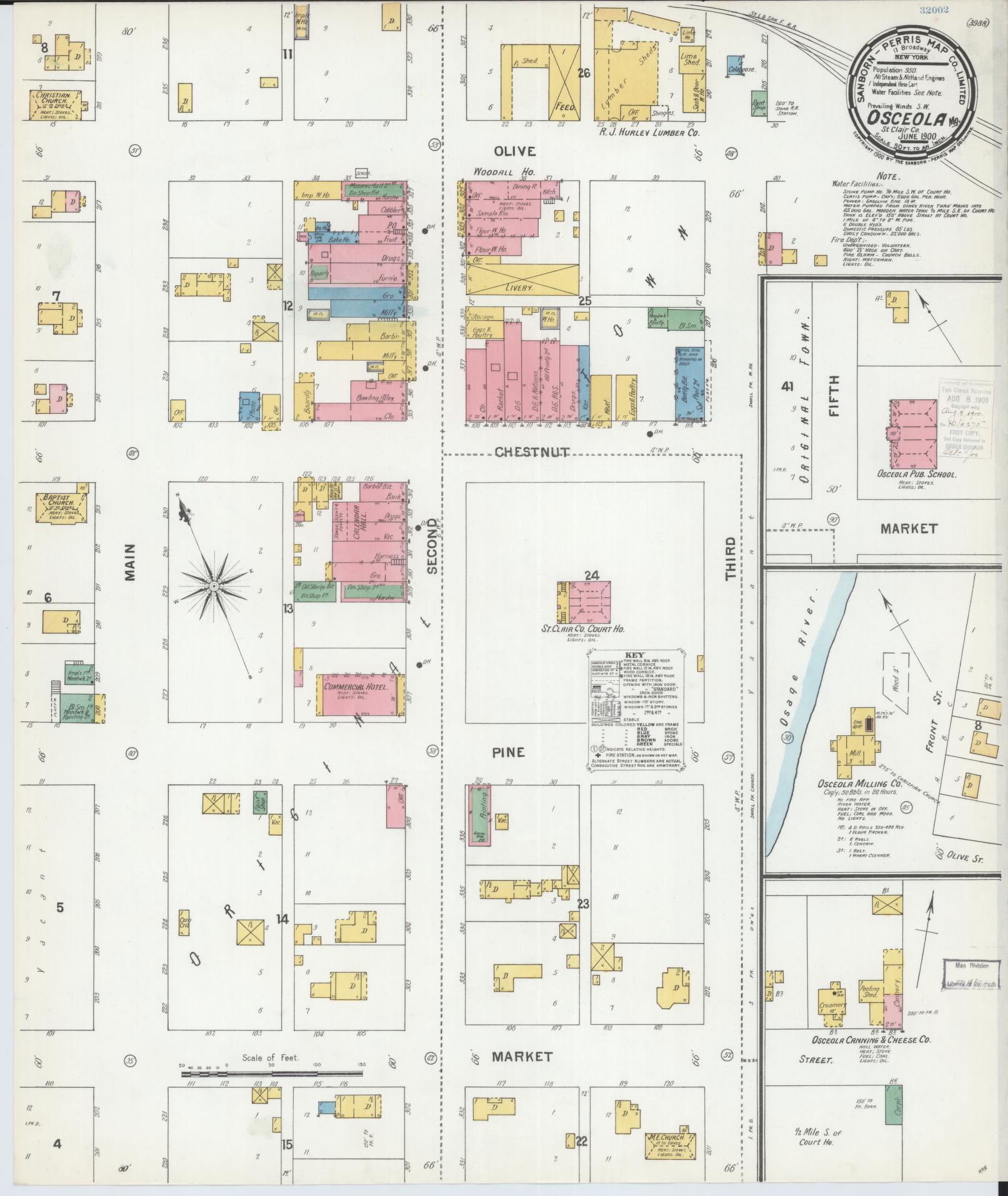 Sanborn Fire Insurance Map from Osceola, Saint Clair County, Missouri. (1900) – Historic Sanborn Fire Insurance Map Print