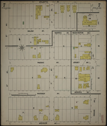 Sanborn Fire Insurance Map from New Jersey Coast, New Jersey Coast, New Jersey (1890), Sheet #0007 - Complete Map Set gallery image, historic Sanborn map, vintage wall art, New Jersey Coast New Jersey