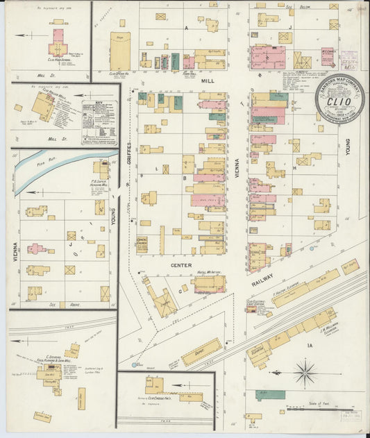 Sanborn Fire Insurance Map from Clio, Genesee County, Michigan (1902), Sheet #0001 - Historic Sanborn Fire Insurance Map Print, vintage old map wall art, antique decor, genealogy gift, Michigan Michigan map