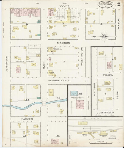 Sanborn Fire Insurance Map from Bedford, Taylor County, Iowa (1886), Sheet #0002 - Historic Sanborn Fire Insurance Map Print