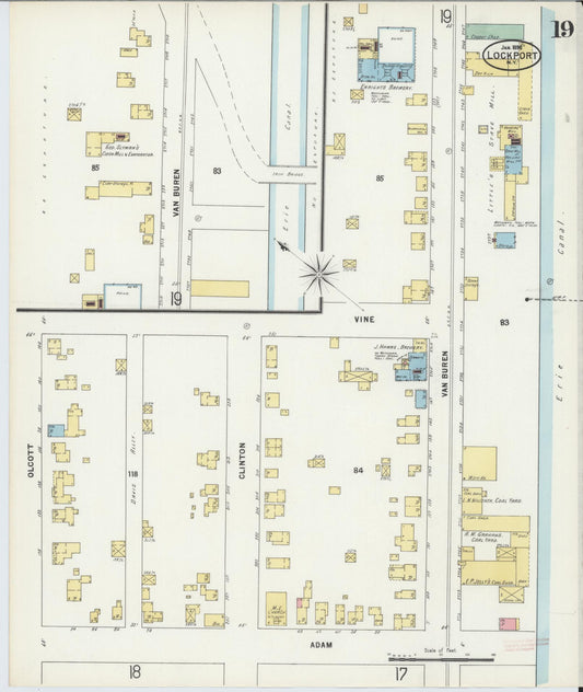 Sanborn Fire Insurance Map from Lockport, Niagara County, New York (1898), Sheet #0019 - Historic Sanborn Fire Insurance Map Print, vintage old map wall art, antique decor, genealogy gift, New York New York map