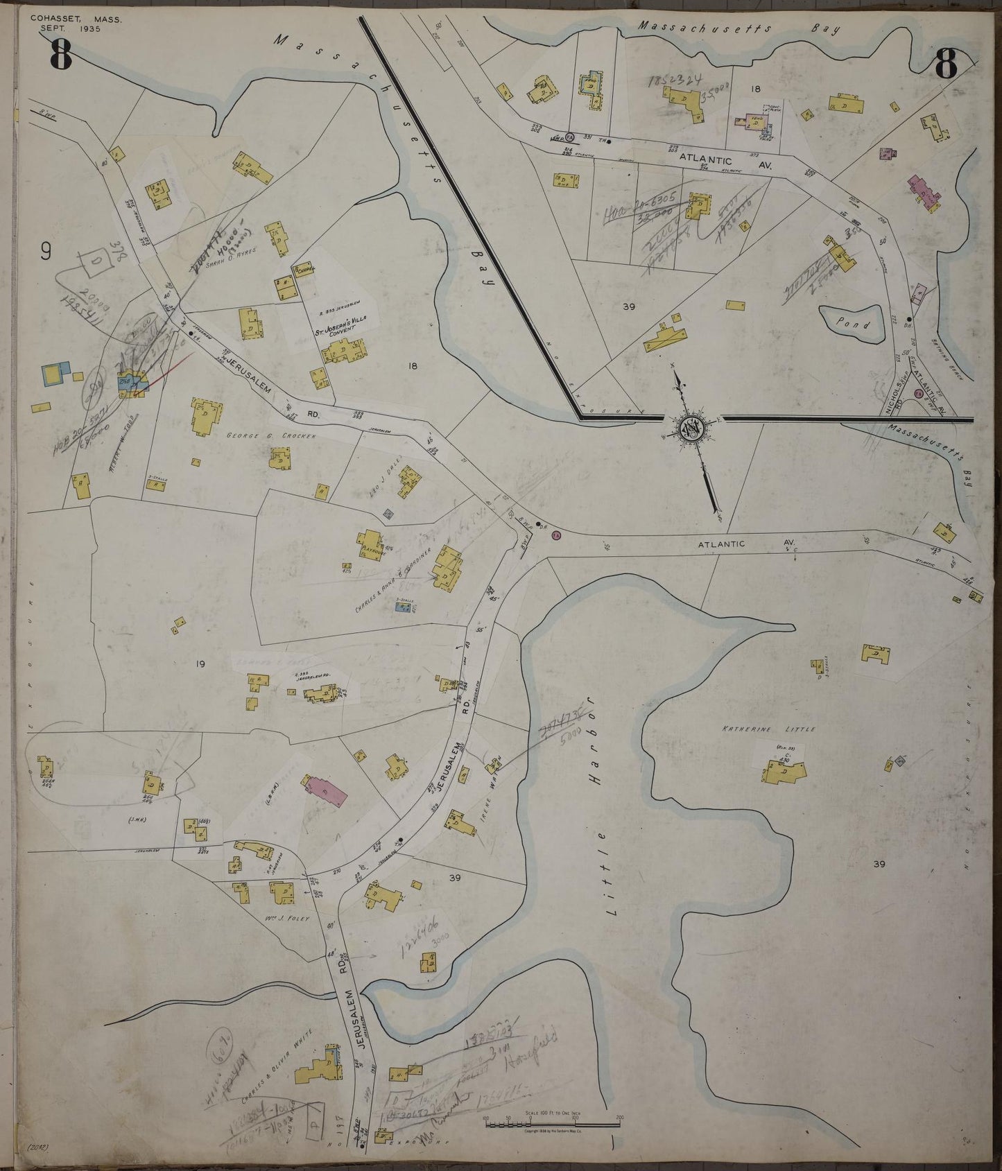Sanborn Fire Insurance Map from Cohasset, Norfolk County, Massachusetts (1952), Sheet #0008 - Complete Map Set gallery image, historic Sanborn map, vintage wall art, Massachusetts Massachusetts