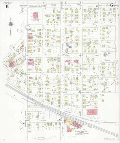 Sanborn Fire Insurance Map from Harvard, McHenry County, Illinois (1934), Sheet #0006 - Historic Sanborn Fire Insurance Map Print, vintage old map wall art, antique decor, genealogy gift, Illinois Illinois map