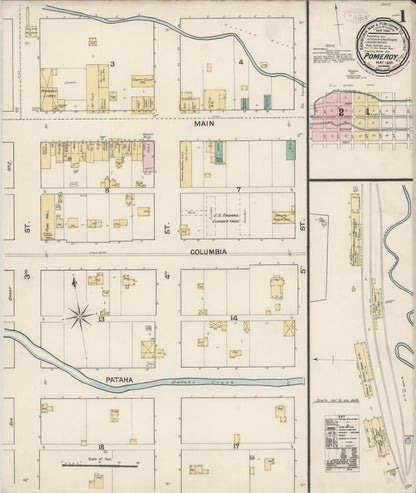 Sanborn Fire Insurance Map from Pomeroy, Garfield County, Washington (1889), Sheet #0001 - Complete Map Set gallery image, historic Sanborn map, vintage wall art, Washington Washington