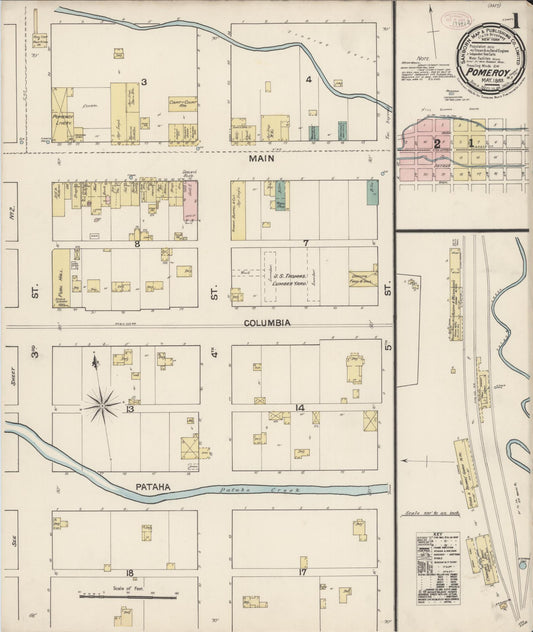 Sanborn Fire Insurance Map from Pomeroy, Garfield County, Washington (1889), Sheet #0001 - Complete Map Set gallery image, historic Sanborn map, vintage wall art, Washington Washington