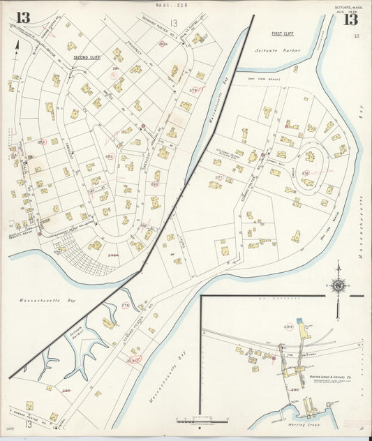 Sanborn Fire Insurance Map from Scituate, Plymouth County, Massachusetts (1944), Sheet #0013 - Historic Sanborn Fire Insurance Map Print, vintage old map wall art, antique decor, genealogy gift, Massachusetts Massachusetts map
