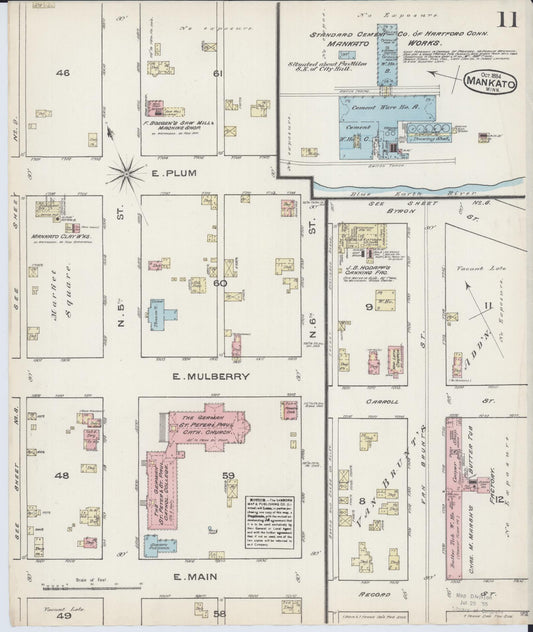 Sanborn Fire Insurance Map from Mankato, Blue Earth County, Minnesota (1884), Sheet #0011 - Historic Sanborn Fire Insurance Map Print, vintage old map wall art, antique decor, genealogy gift, Minnesota Minnesota map