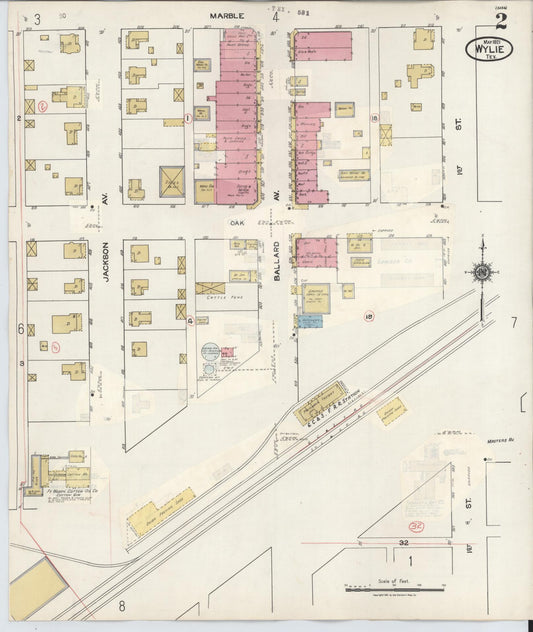 Sanborn Fire Insurance Map from Wylie, Collin County, Texas (1934), Sheet #0002 - Historic Sanborn Fire Insurance Map Print, vintage old map wall art, antique decor, genealogy gift, Texas Texas map