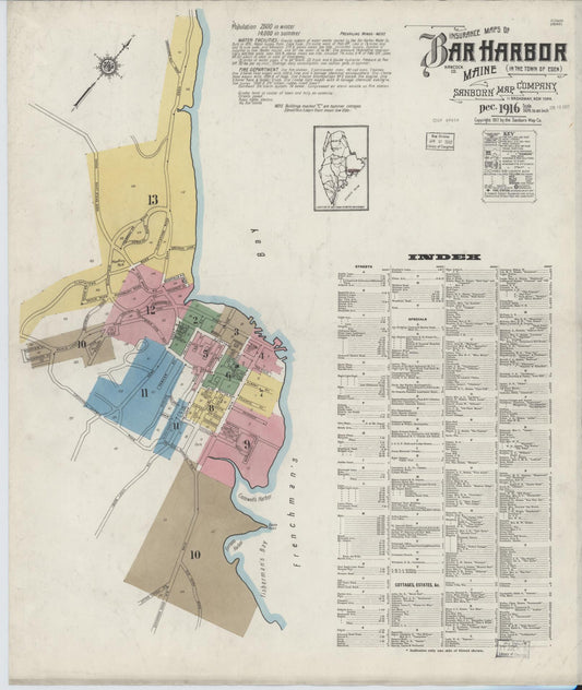 Sanborn Fire Insurance Map from Bar Harbor, Hancock County, Maine. (1916) – Historic Sanborn Fire Insurance Map Print
