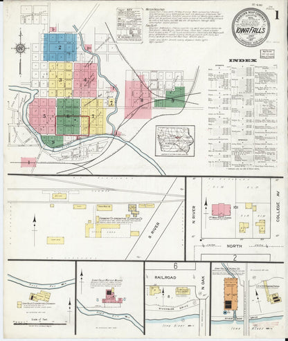 Sanborn Fire Insurance Map from Iowa Falls, Hardin County, Iowa (1917), Sheet #0001 - Historic Sanborn Fire Insurance Map Print