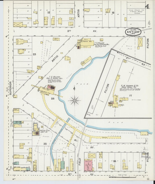 Sanborn Fire Insurance Map from Antigo, Langlade County, Wisconsin (1892), Sheet #0004 - Historic Sanborn Fire Insurance Map Print, vintage old map wall art, antique decor, genealogy gift, Wisconsin Wisconsin map
