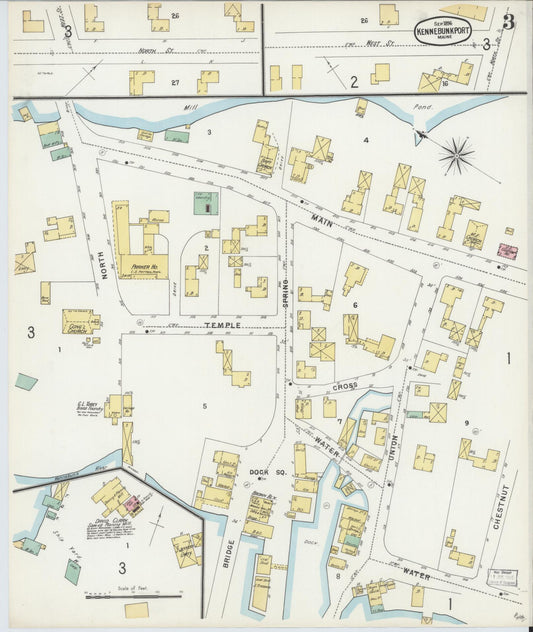 Sanborn Fire Insurance Map from Kennebunkport, York County, Maine (1896), Sheet #0003 - Historic Sanborn Fire Insurance Map Print, vintage old map wall art, antique decor, genealogy gift, Maine Maine map