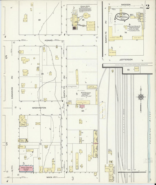 Sanborn Fire Insurance Map from Purcell, McClain County, Oklahoma (1914), Sheet #0002 - Historic Sanborn Fire Insurance Map Print, vintage old map wall art, antique decor, genealogy gift, Oklahoma Oklahoma map