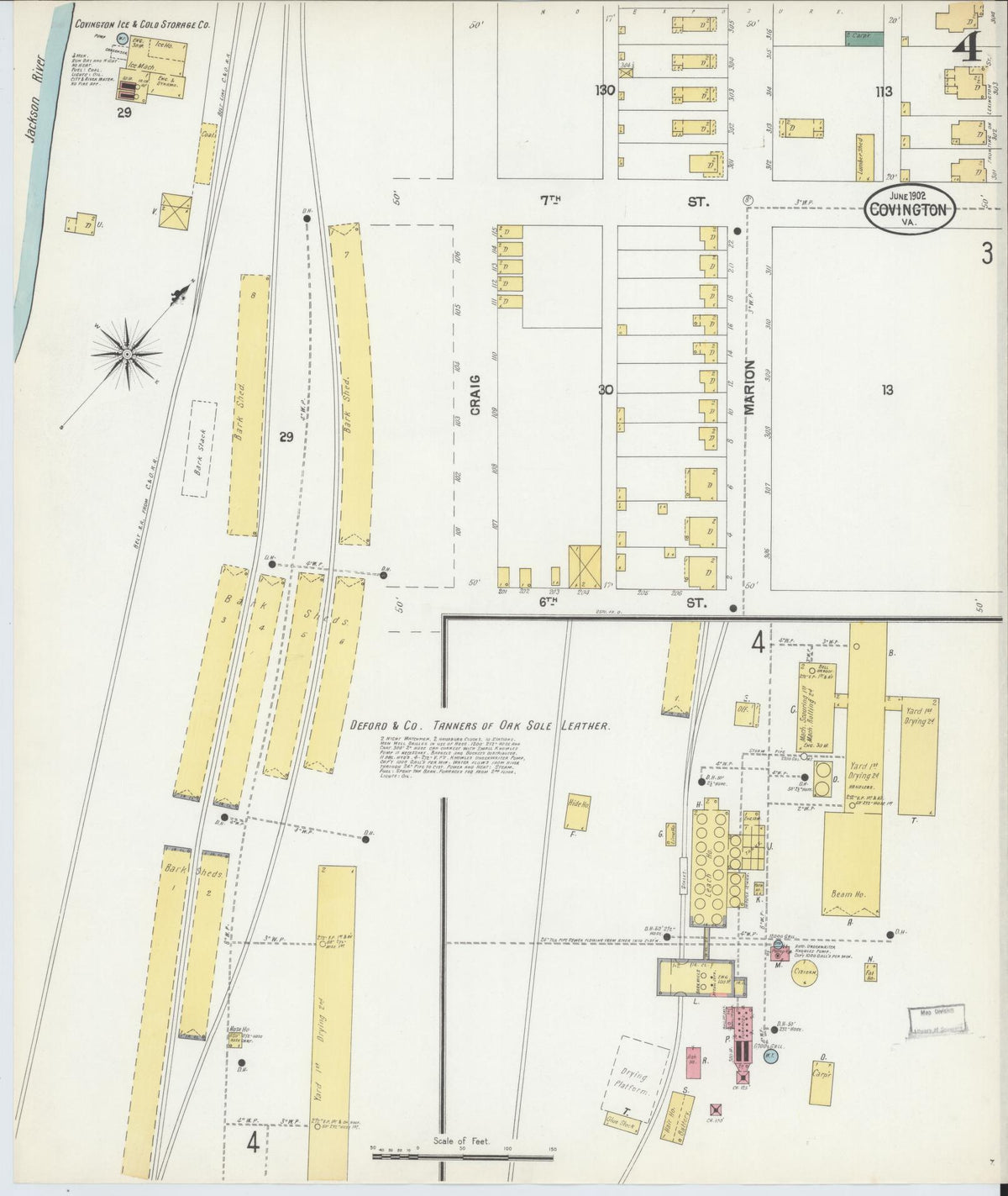 Sanborn Fire Insurance Map from Covington, Independent Cities, Virginia (1902), Sheet #0004 - Complete Map Set gallery image, historic Sanborn map, vintage wall art, Virginia Virginia