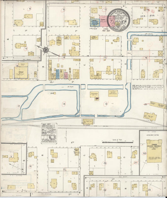Sanborn Fire Insurance Map from Turner, Marion County, Oregon (1931), Sheet #0001 - Historic Sanborn Fire Insurance Map Print, vintage old map wall art, antique decor, genealogy gift, Oregon Oregon map