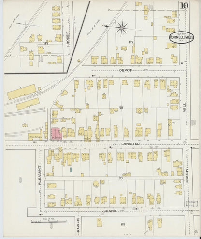Sanborn Fire Insurance Map from Hornell, Steuben County, New York (1893), Sheet #0010 - Complete Map Set gallery image, historic Sanborn map, vintage wall art, New York New York