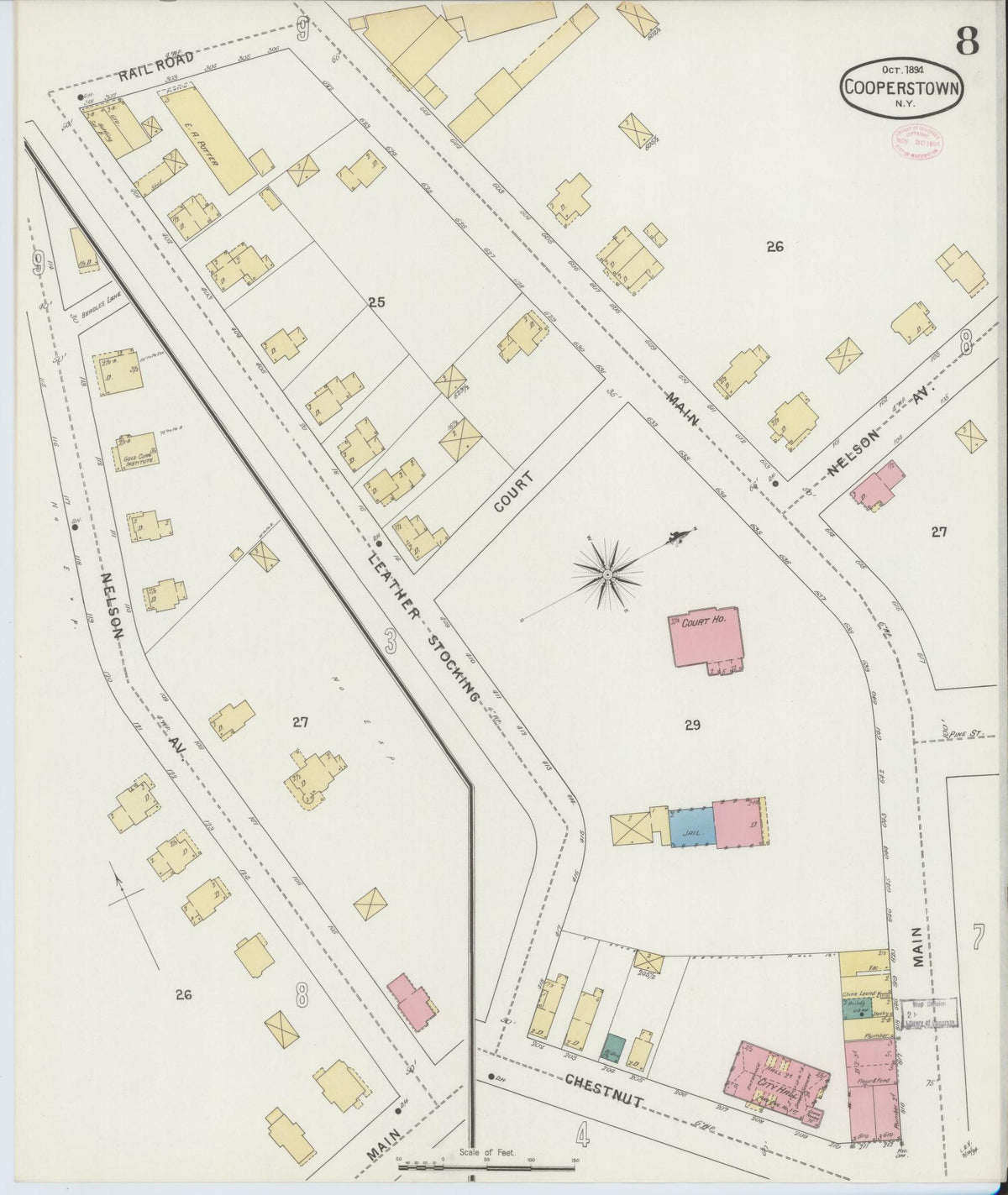 Sanborn Fire Insurance Map from Cooperstown, Otsego County, New York (1894), Sheet #0008 - Complete Map Set gallery image, historic Sanborn map, vintage wall art, New York New York