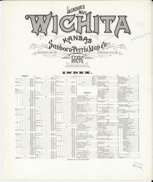 Sanborn Fire Insurance Map from Wichita, Sedgwick County, Kansas. (1897) – Historic Sanborn Fire Insurance Map Print