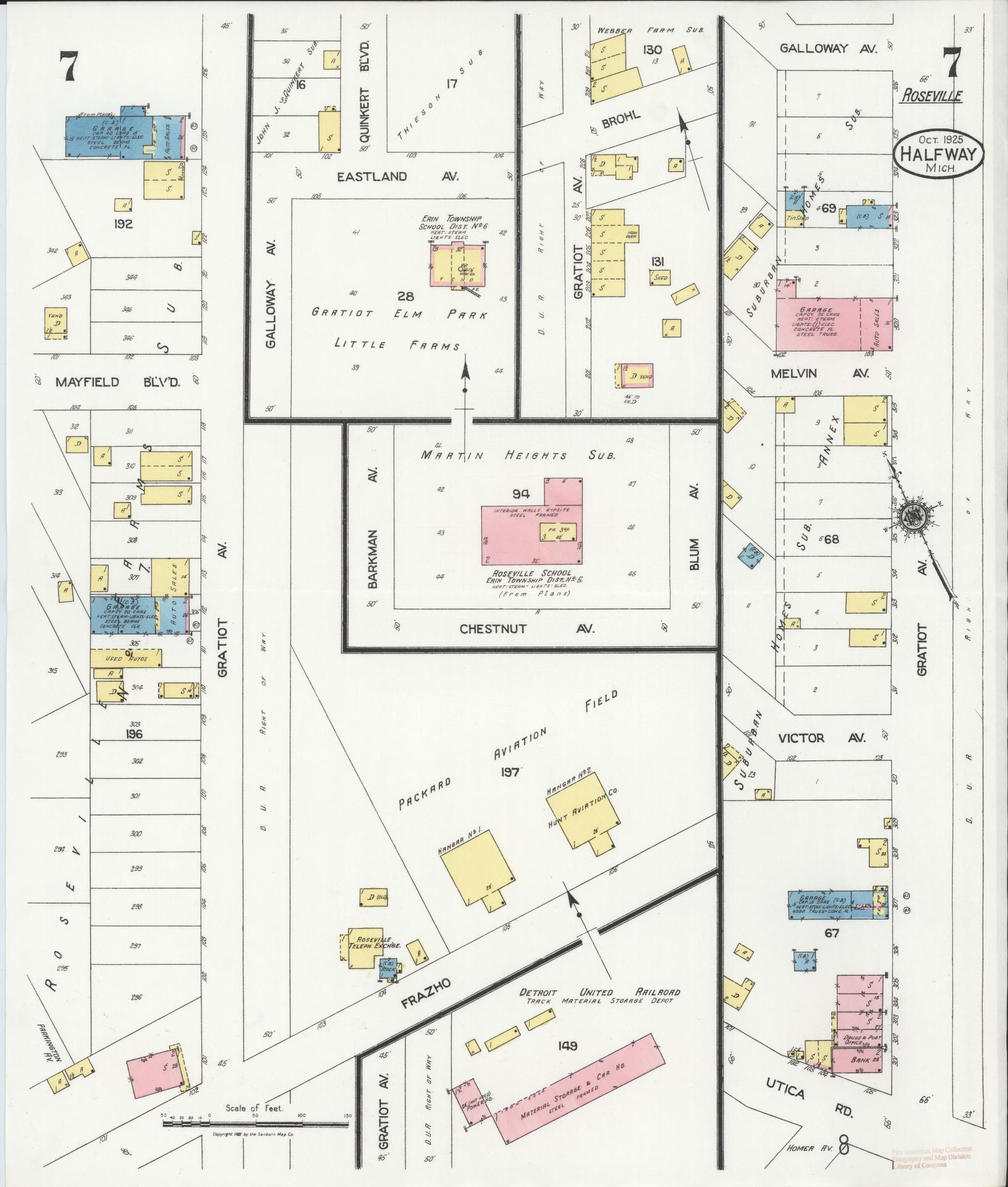 Sanborn Fire Insurance Map from Halfway, Macomb County, Michigan (1925), Sheet #0007 - Historic Sanborn Fire Insurance Map Print, vintage old map wall art, antique decor, genealogy gift, Michigan Michigan map