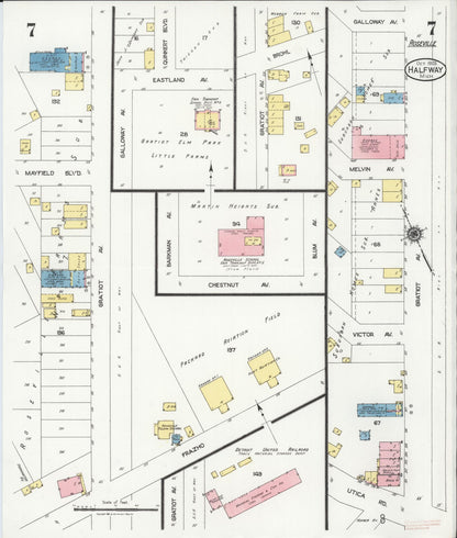 Sanborn Fire Insurance Map from Halfway, Macomb County, Michigan (1925), Sheet #0007 - Historic Sanborn Fire Insurance Map Print, vintage old map wall art, antique decor, genealogy gift, Michigan Michigan map