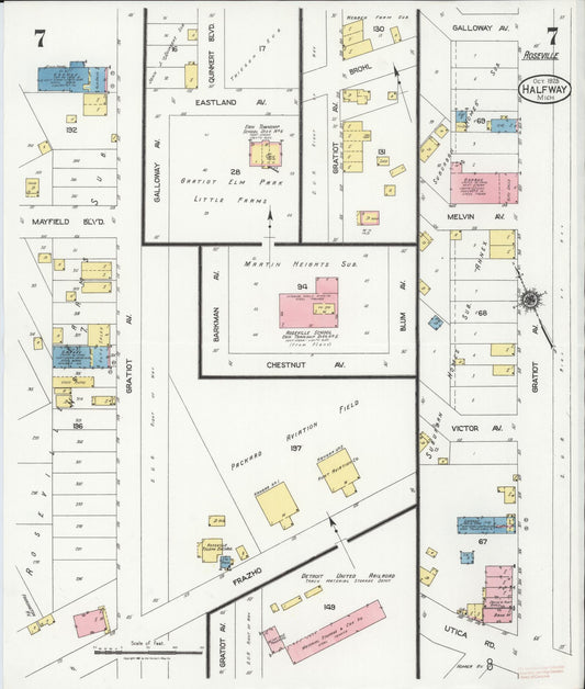 Sanborn Fire Insurance Map from Halfway, Macomb County, Michigan (1925), Sheet #0007 - Historic Sanborn Fire Insurance Map Print, vintage old map wall art, antique decor, genealogy gift, Michigan Michigan map