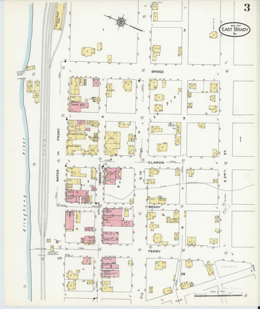 Sanborn Fire Insurance Map from East Brady, Clarion County, Pennsylvania (1910), Sheet #0003 - Historic Sanborn Fire Insurance Map Print, vintage old map wall art, antique decor, genealogy gift, Pennsylvania Pennsylvania map