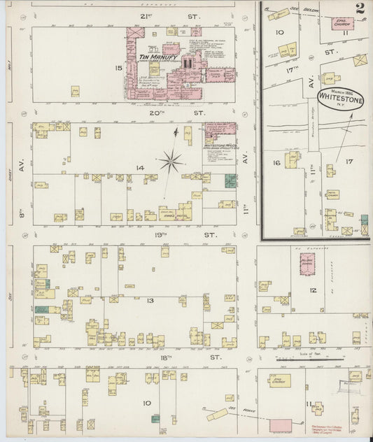 Sanborn Fire Insurance Map from Whitestone, Queens County, New York (1886), Sheet #0002 - Historic Sanborn Fire Insurance Map Print, vintage old map wall art, antique decor, genealogy gift, New York New York map