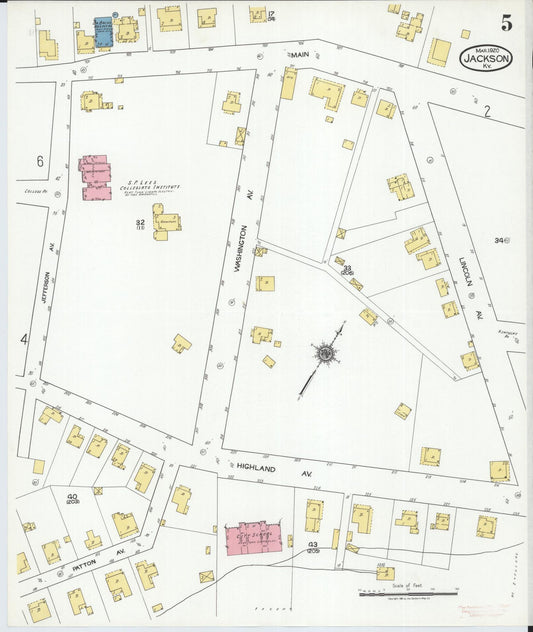 Sanborn Fire Insurance Map from Jackson, Breathitt County, Kentucky (1920), Sheet #0005 - Historic Sanborn Fire Insurance Map Print, vintage old map wall art, antique decor, genealogy gift, Kentucky Kentucky map