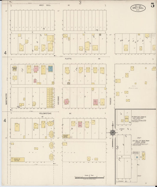Sanborn Fire Insurance Map from Greybull, Big Horn County, Wyoming (1918), Sheet #0005 - Historic Sanborn Fire Insurance Map Print, vintage old map wall art, antique decor, genealogy gift, Wyoming Wyoming map