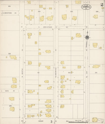 Sanborn Fire Insurance Map from Monrovia, Los Angeles County, California (1913), Sheet #0002 - Complete Map Set gallery image, historic Sanborn map, vintage wall art, California California