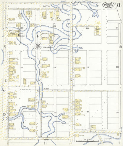 Sanborn Fire Insurance Map from Raymond, Pacific County, Washington (1909), Sheet #0008 - Complete Map Set gallery image, historic Sanborn map, vintage wall art, Washington Washington