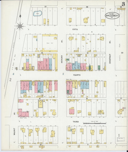Sanborn Fire Insurance Map from Appleton City, Saint Clair County, Missouri (1902), Sheet #0003 - Complete Map Set gallery image, historic Sanborn map, vintage wall art, Missouri Missouri