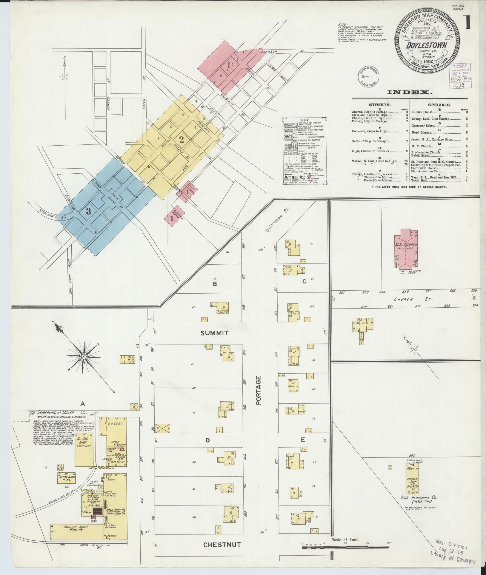 Sanborn Fire Insurance Map from Doylestown, Wayne County, Ohio (1902), Sheet #0001 - Historic Sanborn Fire Insurance Map Print, vintage old map wall art, antique decor, genealogy gift, Ohio Ohio map