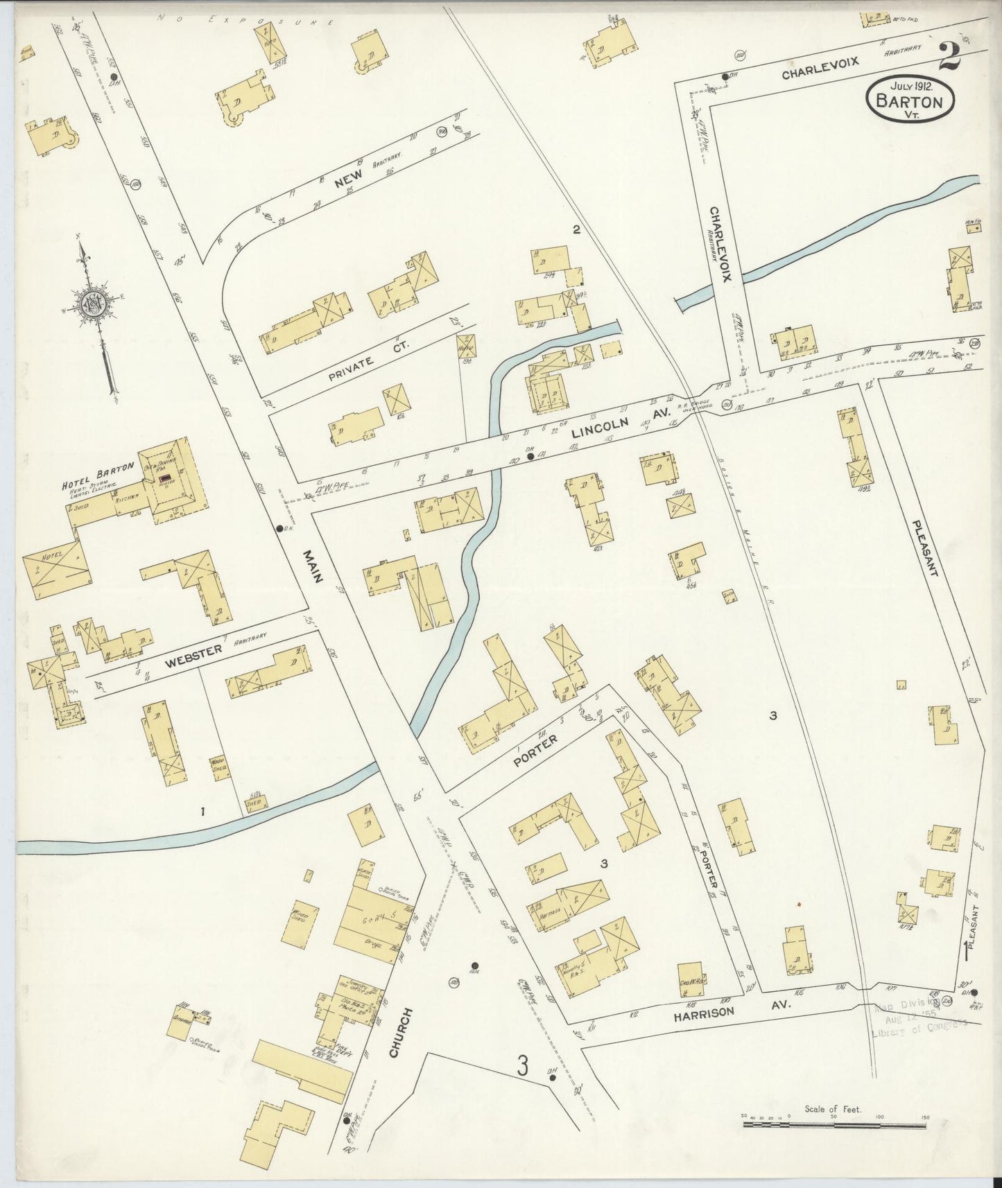 Sanborn Fire Insurance Map from Barton, Orleans County, Vermont (1912), Sheet #0002 - Complete Map Set gallery image, historic Sanborn map, vintage wall art, Vermont Vermont
