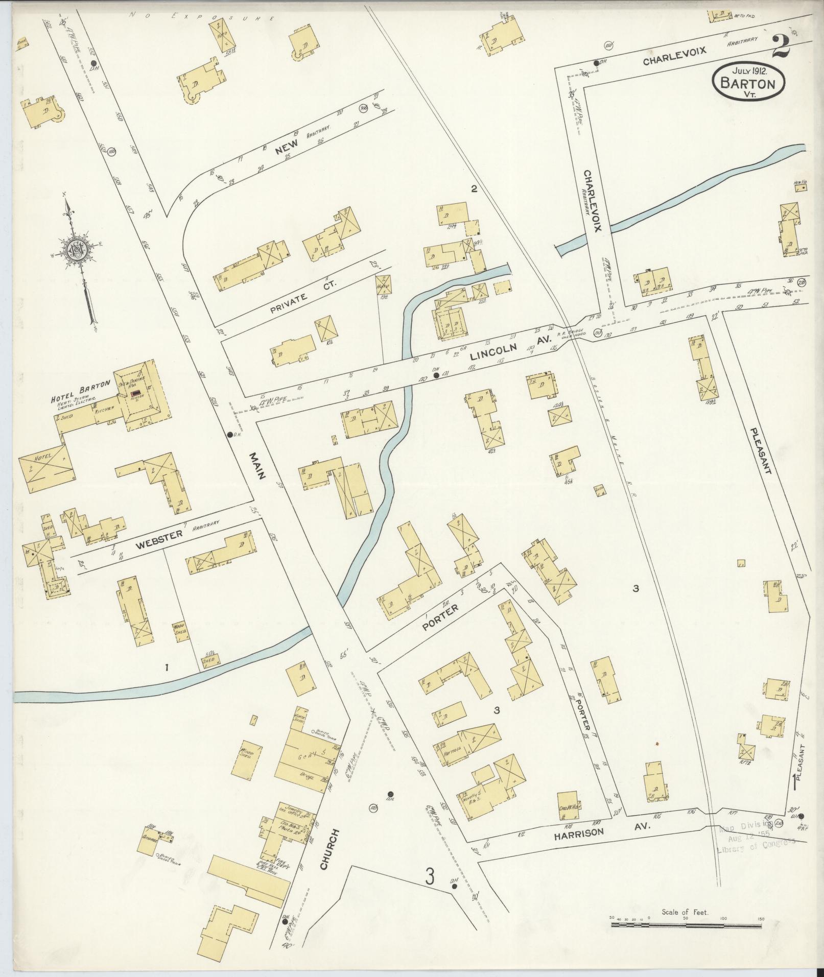 Sanborn Fire Insurance Map from Barton, Orleans County, Vermont (1912), Sheet #0002 - Complete Map Set gallery image, historic Sanborn map, vintage wall art, Vermont Vermont