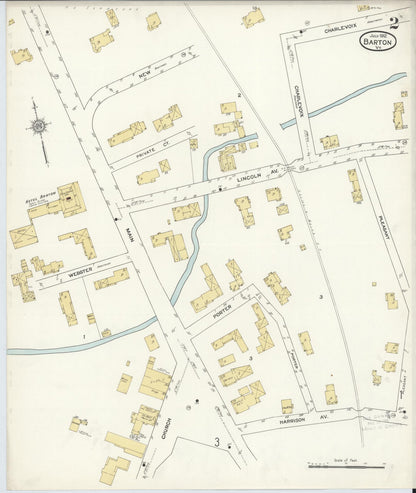 Sanborn Fire Insurance Map from Barton, Orleans County, Vermont (1912), Sheet #0002 - Complete Map Set gallery image, historic Sanborn map, vintage wall art, Vermont Vermont