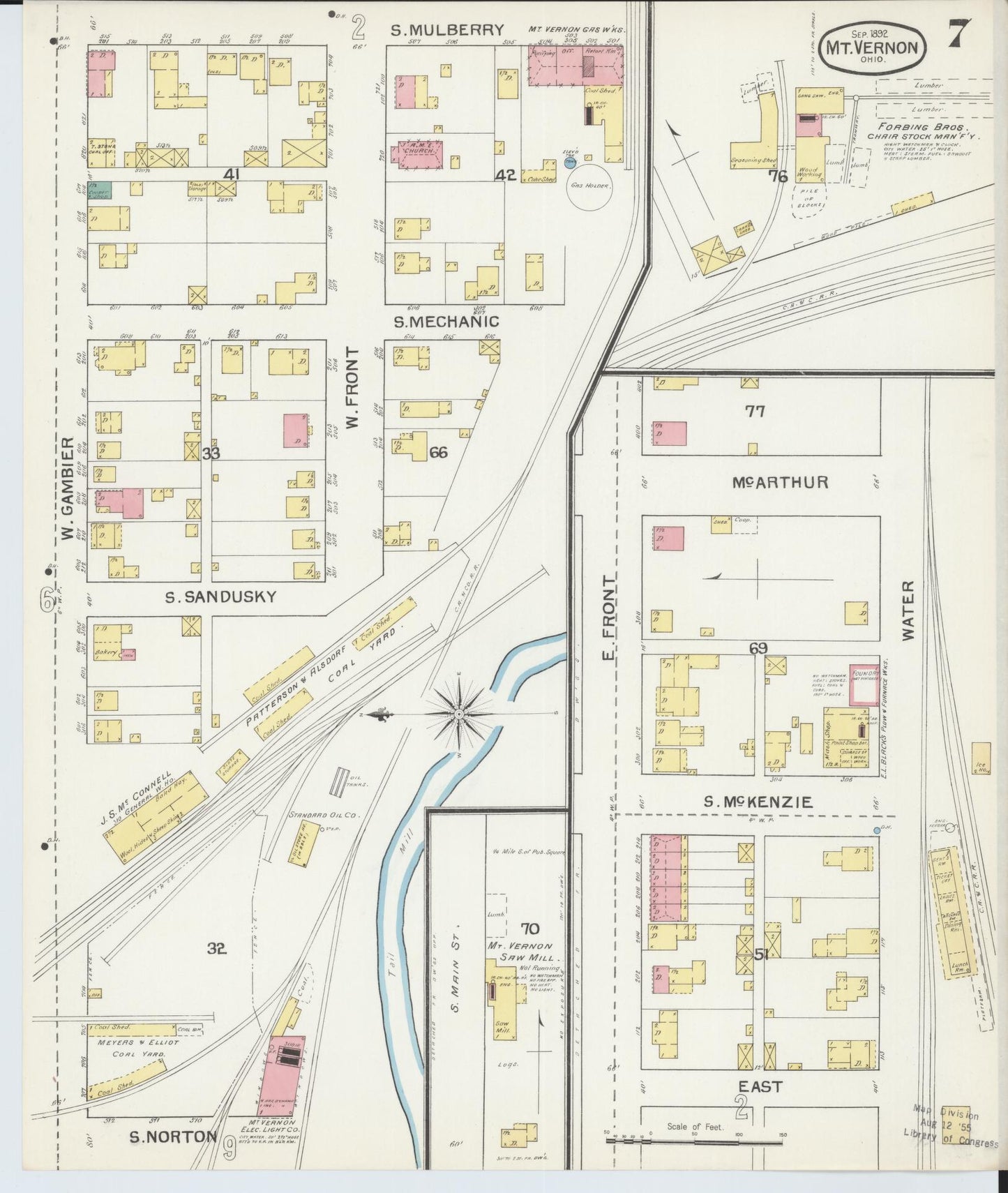Sanborn Fire Insurance Map from Mount Vernon, Knox County, Ohio (1892), Sheet #0007 - Historic Sanborn Fire Insurance Map Print, vintage old map wall art, antique decor, genealogy gift, Ohio Ohio map