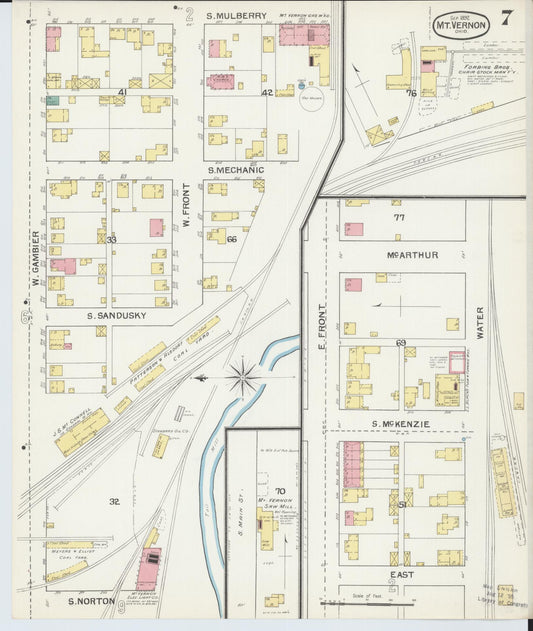 Sanborn Fire Insurance Map from Mount Vernon, Knox County, Ohio (1892), Sheet #0007 - Historic Sanborn Fire Insurance Map Print, vintage old map wall art, antique decor, genealogy gift, Ohio Ohio map