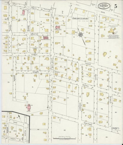 Sanborn Fire Insurance Map from Forney, Kaufman County, Texas (1919), Sheet #0005 - Historic Sanborn Fire Insurance Map Print, vintage old map wall art, antique decor, genealogy gift, Texas Texas map