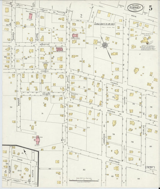 Sanborn Fire Insurance Map from Forney, Kaufman County, Texas (1919), Sheet #0005 - Historic Sanborn Fire Insurance Map Print, vintage old map wall art, antique decor, genealogy gift, Texas Texas map