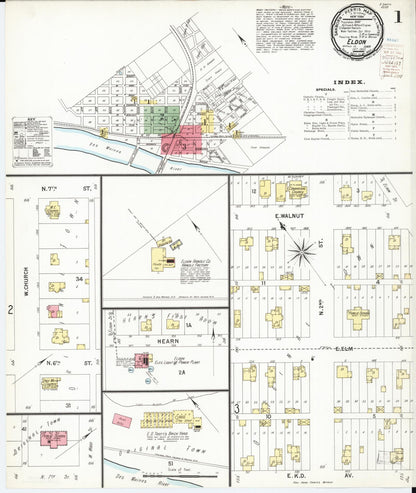 Sanborn Fire Insurance Map from Eldon, Wapello County, Iowa (1900), Sheet #0001 - Historic Sanborn Fire Insurance Map Print