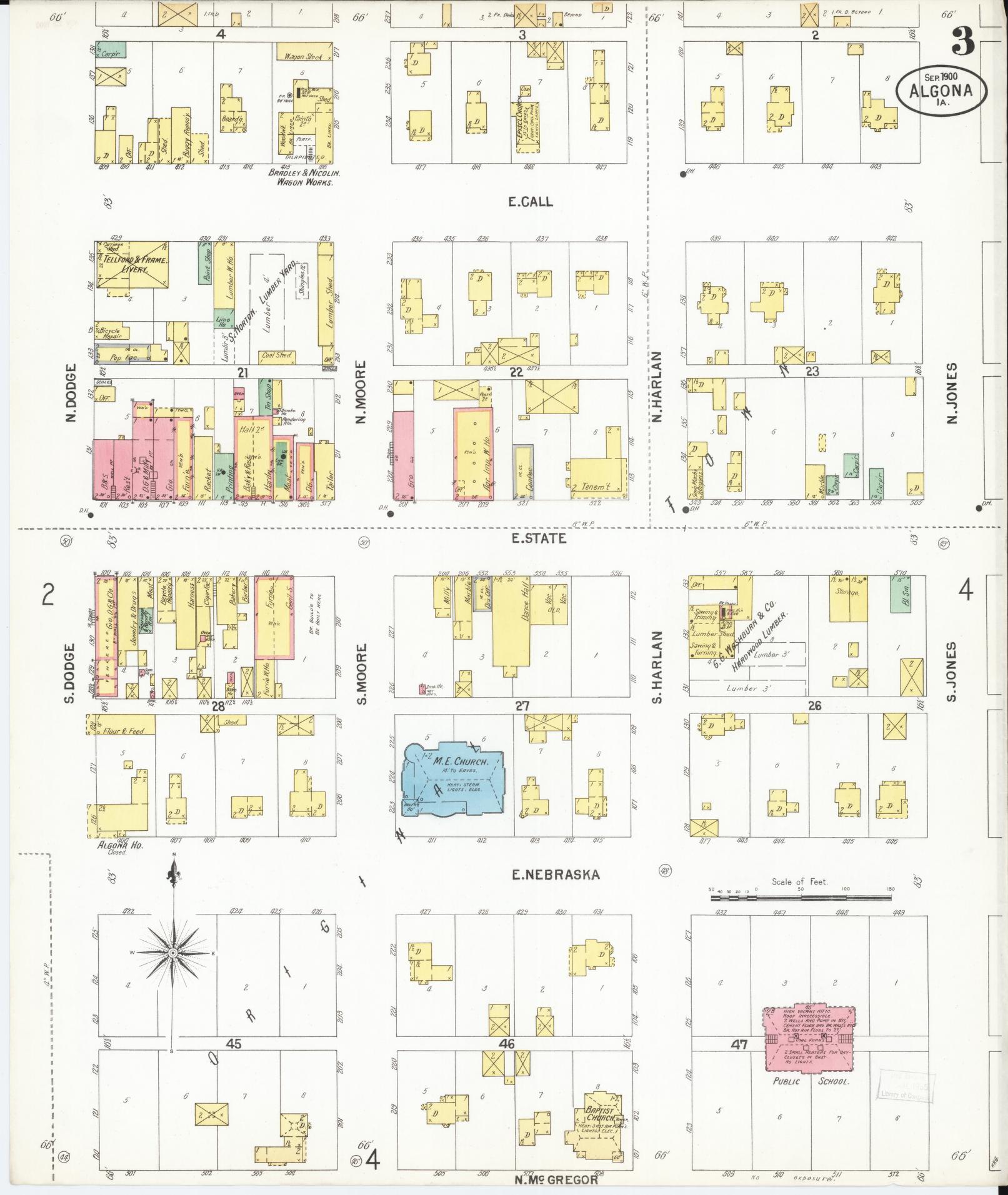Sanborn Fire Insurance Map from Algona, Kossuth County, Iowa (1900), Sheet #0003 - Historic Sanborn Fire Insurance Map Print
