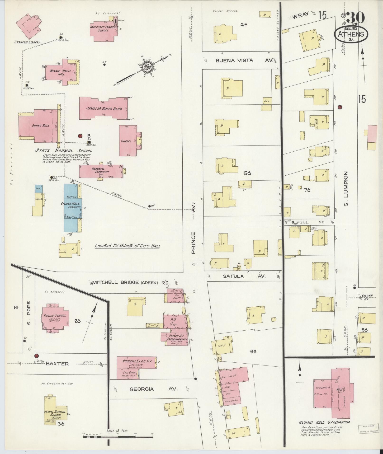 Sanborn Fire Insurance Map from Athens, Clarke County, Georgia (1913), Sheet #0030 - Complete Map Set gallery image, historic Sanborn map, vintage wall art, Georgia Georgia