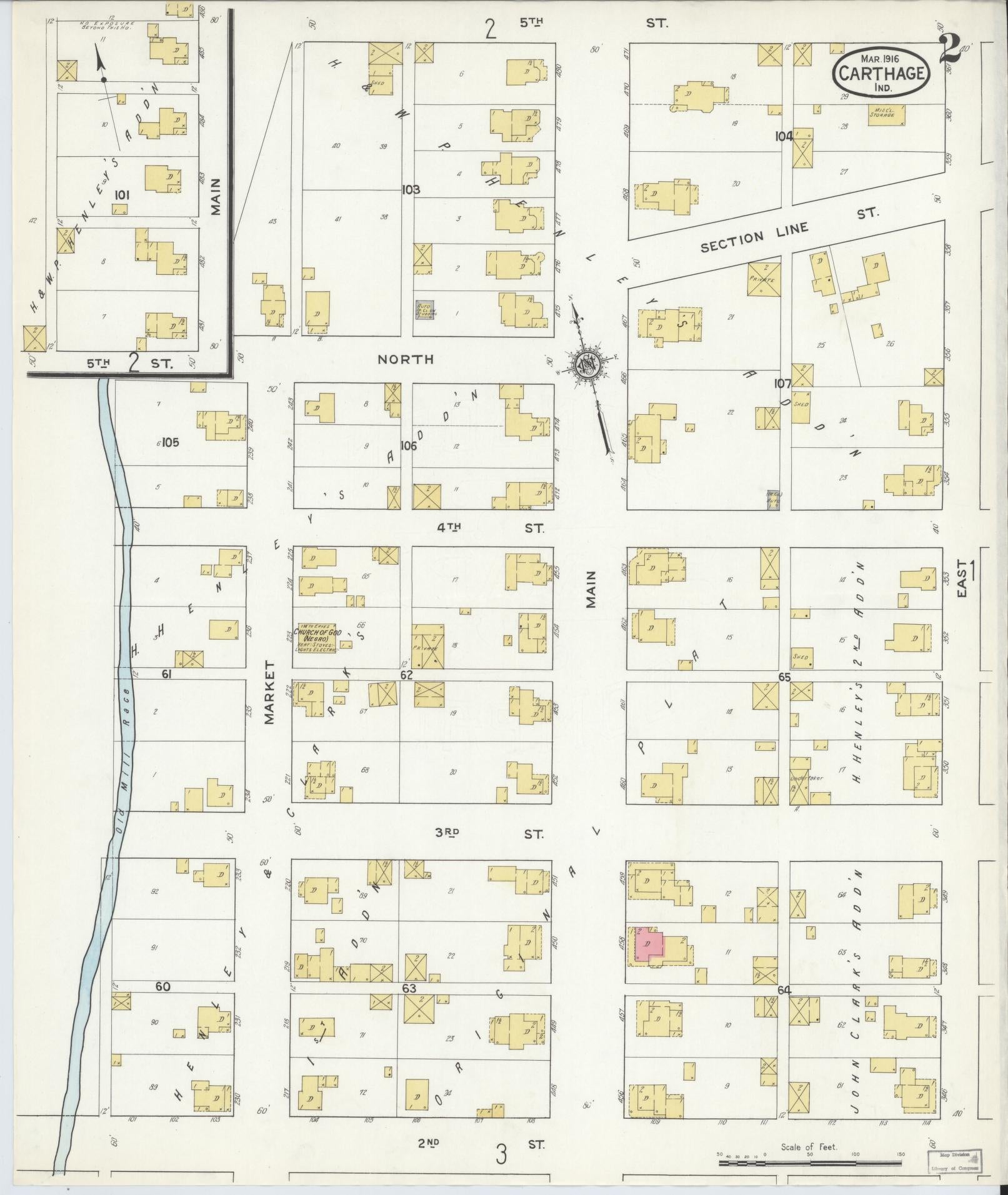 Sanborn Fire Insurance Map from Carthage, Rush County, Indiana (1916), Sheet #0002 - Complete Map Set gallery image, historic Sanborn map, vintage wall art, Indiana Indiana