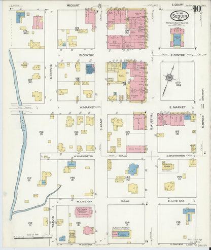 Sanborn Fire Insurance Map from Seguin, Guadalupe County, Texas (1916), Sheet #0010 - Complete Map Set gallery image, historic Sanborn map, vintage wall art, Texas Texas