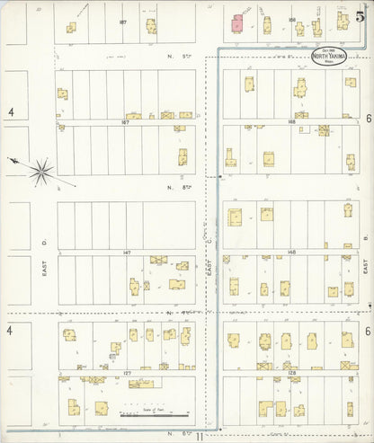 Sanborn Fire Insurance Map from North Yakima, Yakima County, Washington (1905), Sheet #0005 - Complete Map Set gallery image, historic Sanborn map, vintage wall art, Washington Washington
