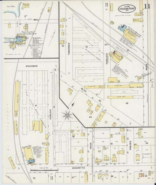 Sanborn Fire Insurance Map from Stevens Point, Portage County, Wisconsin (1898), Sheet #0011 - Historic Sanborn Fire Insurance Map Print, vintage old map wall art, antique decor, genealogy gift, Wisconsin Wisconsin map