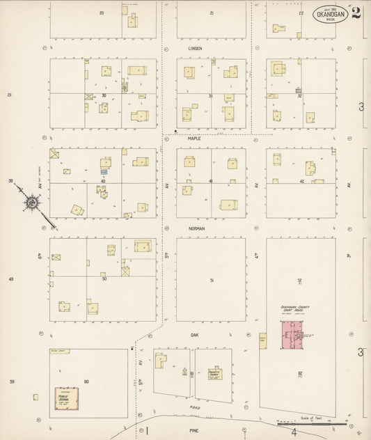 Sanborn Fire Insurance Map from Okanogan, Okanogan County, Washington (1915), Sheet #0002 - Historic Sanborn Fire Insurance Map Print, vintage old map wall art, antique decor, genealogy gift, Washington Washington map