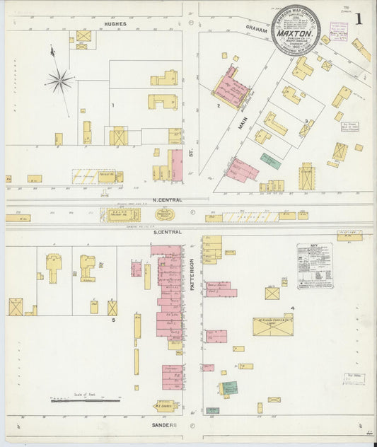 Sanborn Fire Insurance Map from Maxton, Robeson County, North Carolina. (1905) – Historic Sanborn Fire Insurance Map Print