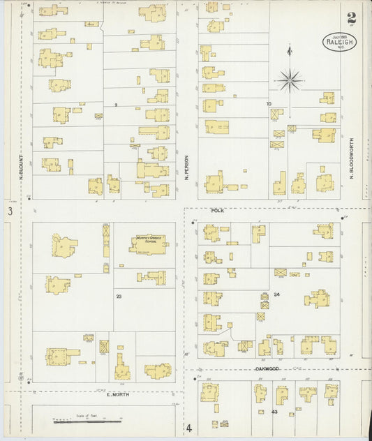 Sanborn Fire Insurance Map from Raleigh, Wake County, North Carolina (1903), Sheet #0002 - Historic Sanborn Fire Insurance Map Print, vintage old map wall art, antique decor, genealogy gift, North Carolina North Carolina map